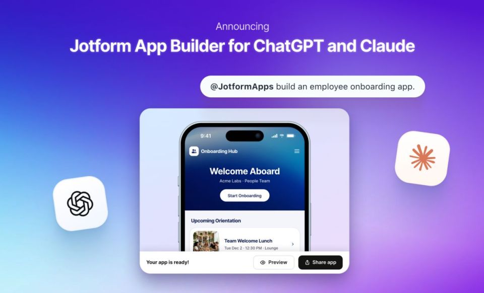 Jotform Kini Bisa Bikin Aplikasi Tanpa Coding Langsung dari ChatGPT dan Claude, Begini Caranya